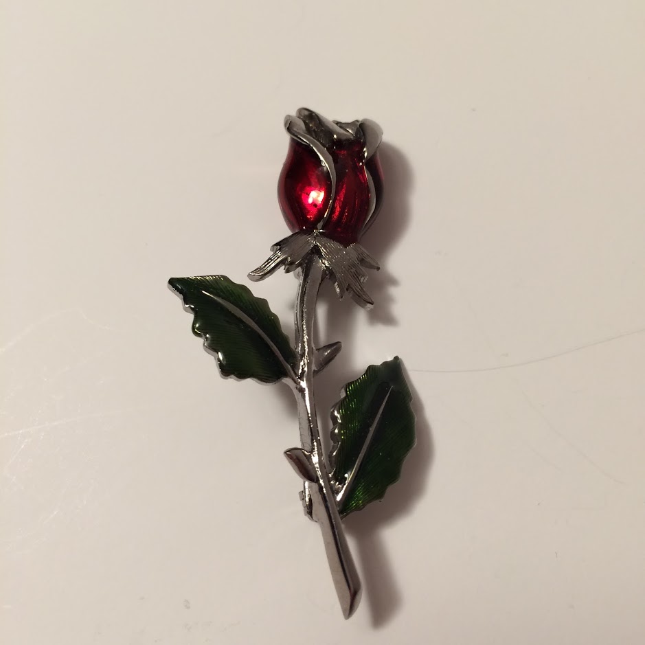 Rose Enameled Stick Pin