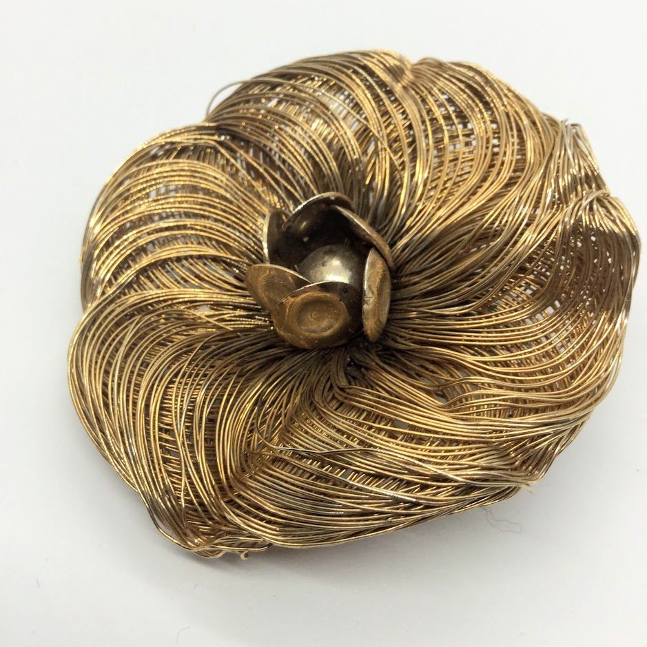 Modernist Flower Wire Wrapped Copper Brooch